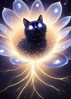 Cosmic Cat in Celestial Bloom
