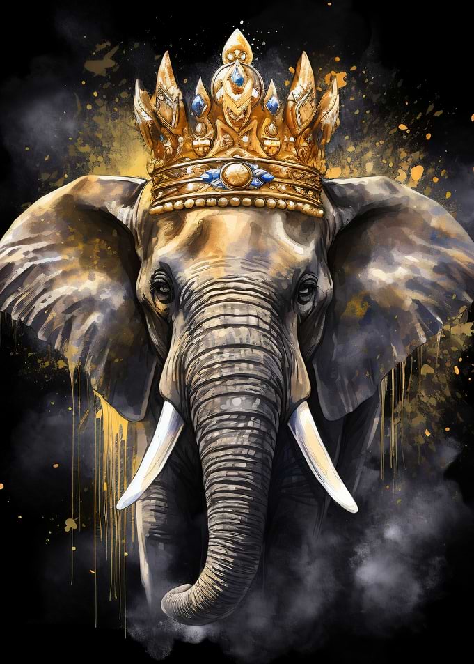 Elephant King with Golden Crown