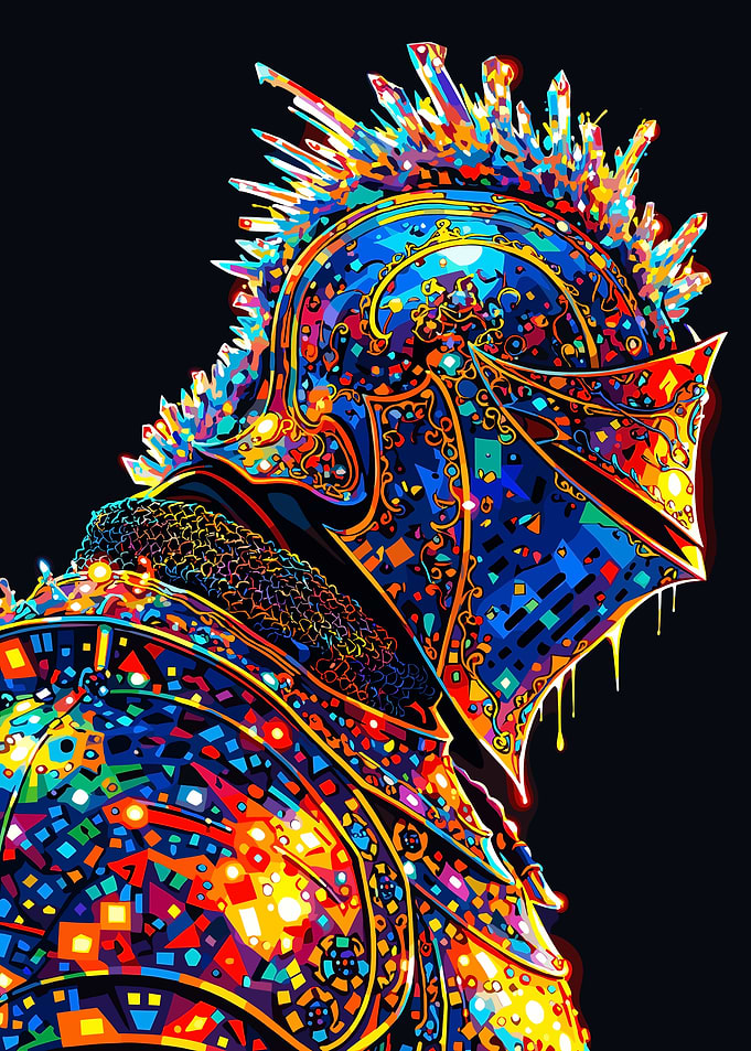 Colorful Knight Armor Digital Art