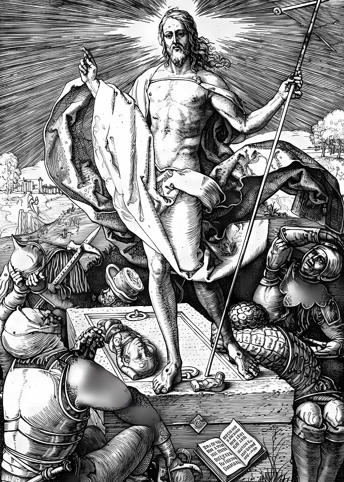 Resurrection of Christ Black and White Art