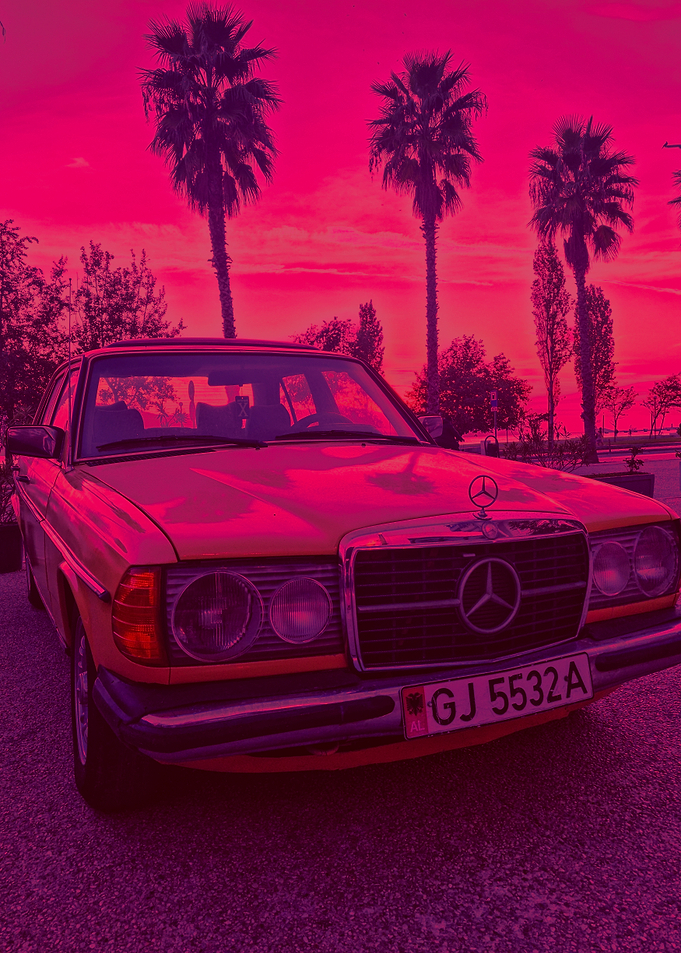 Mercedes-Benz under Palm Trees, Pink Tone
