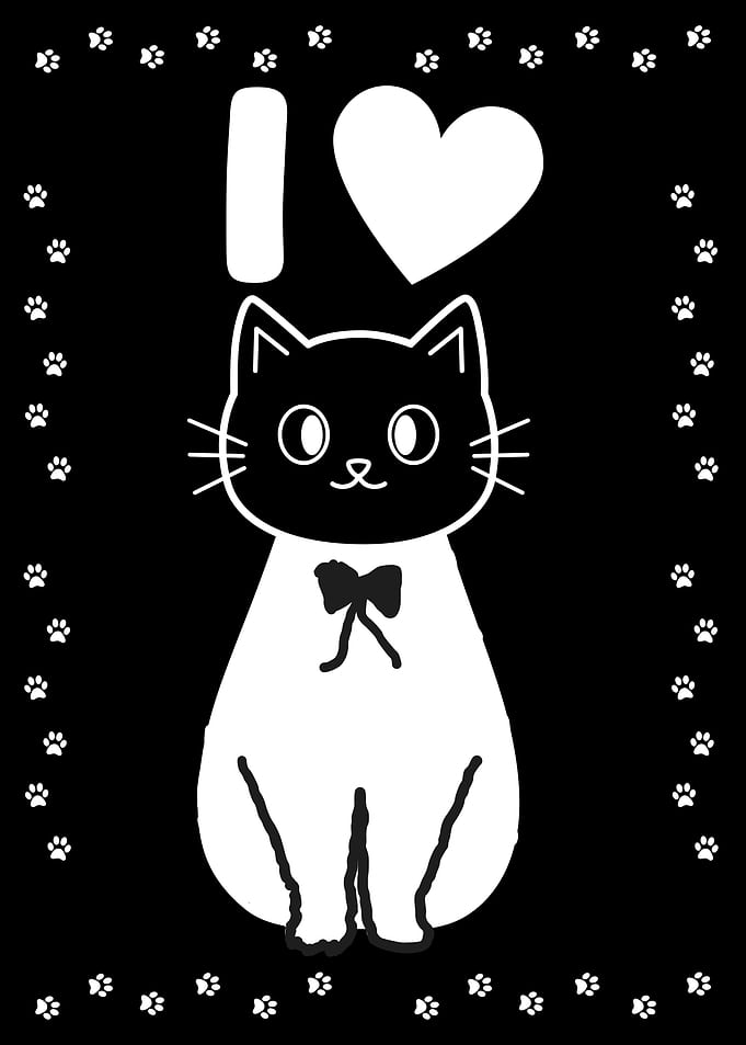 I Love Cats Black and White