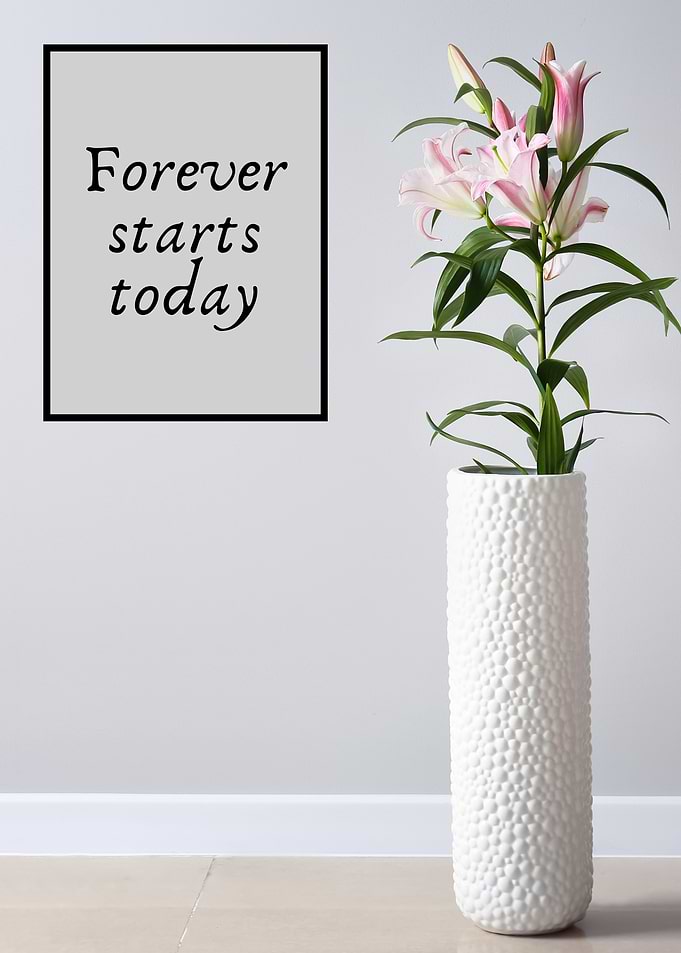 Inspirational Quote with Lily Arrangement