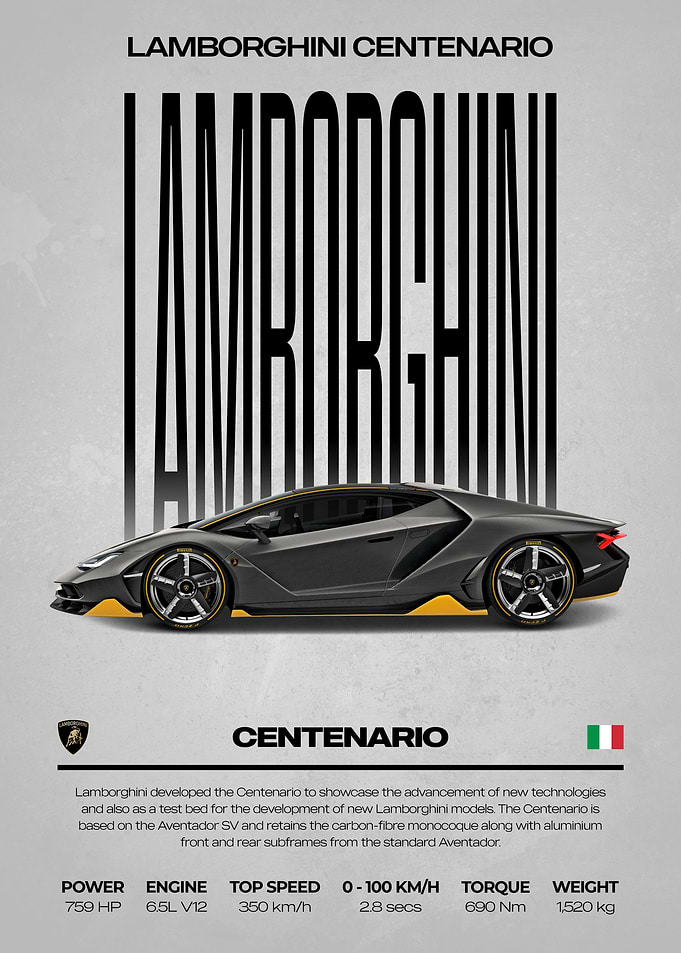 Lamborghini Centenario Car Poster
