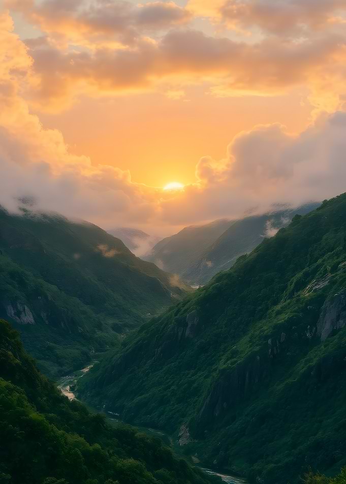 Mountain Valley at Sunset