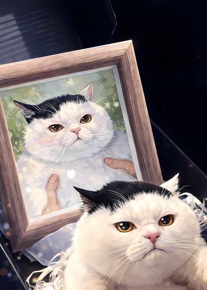 Cat Portrait with Picture Frame