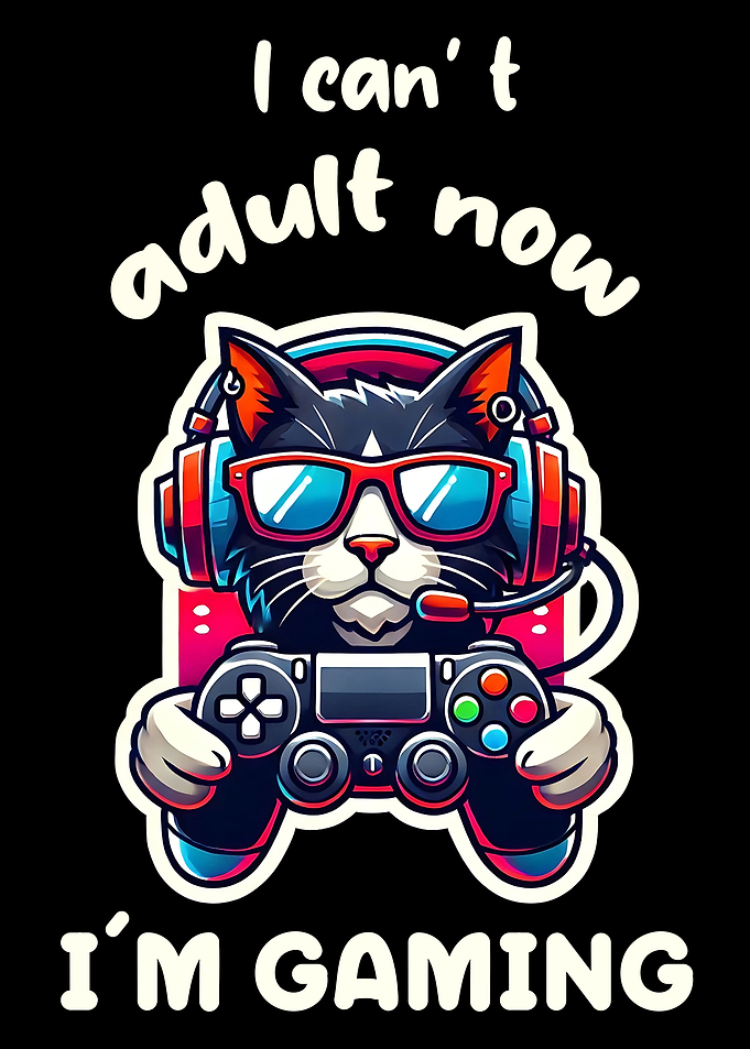 Gaming Cat with Controller and Headset Gamer