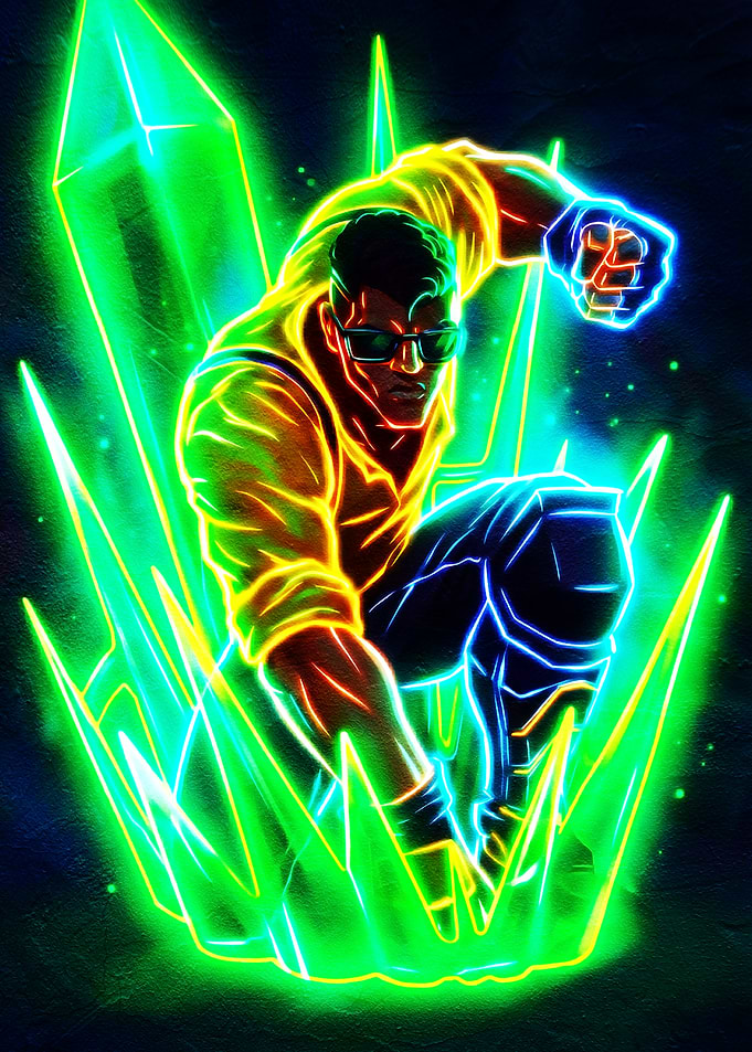 Neon Man with Crystals