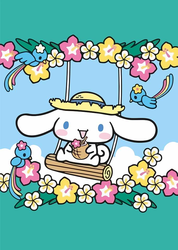 Cinnamoroll on a Swing with Flowers