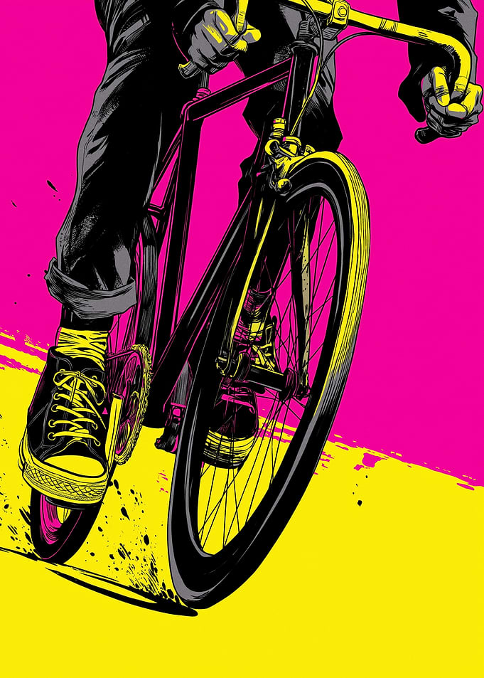 Cyclist in Motion: Pop Art Illustration