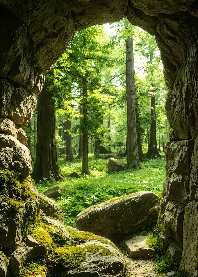Stone Archway View of Forest
