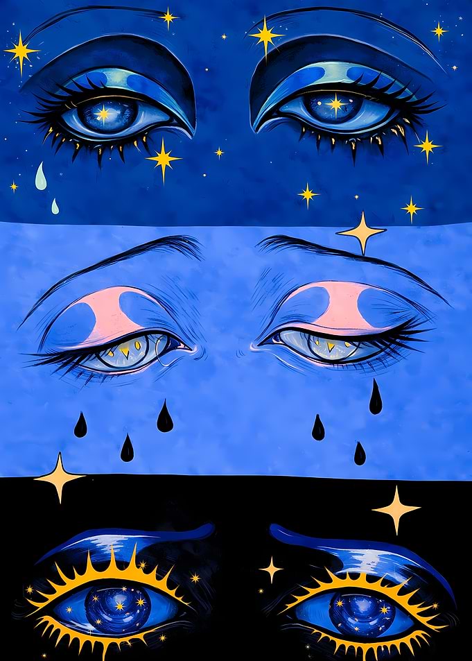 Celestial Eyes: A Triptych of Emotion