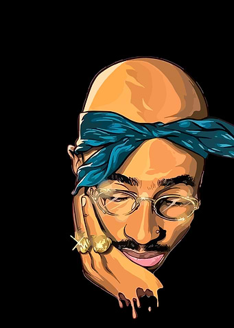 Tupac Shakur Portrait with Bandana and Glasses