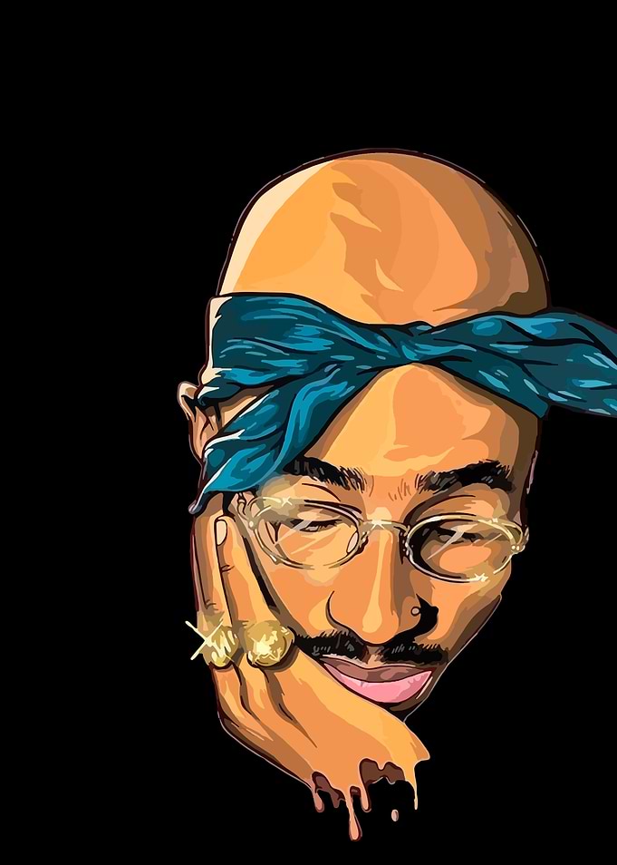 Tupac Shakur Portrait with Bandana and Glasses