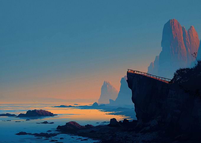 Coastal Cliffside Landscape at Sunset
