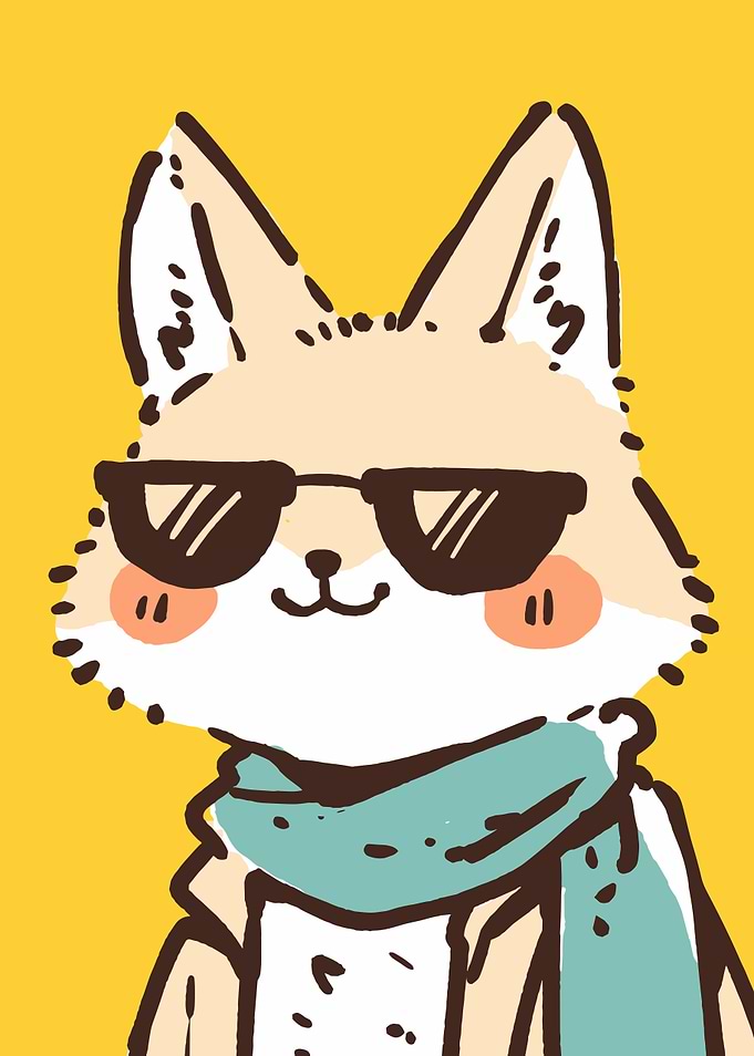 Cool Fox with Sunglasses and Scarf