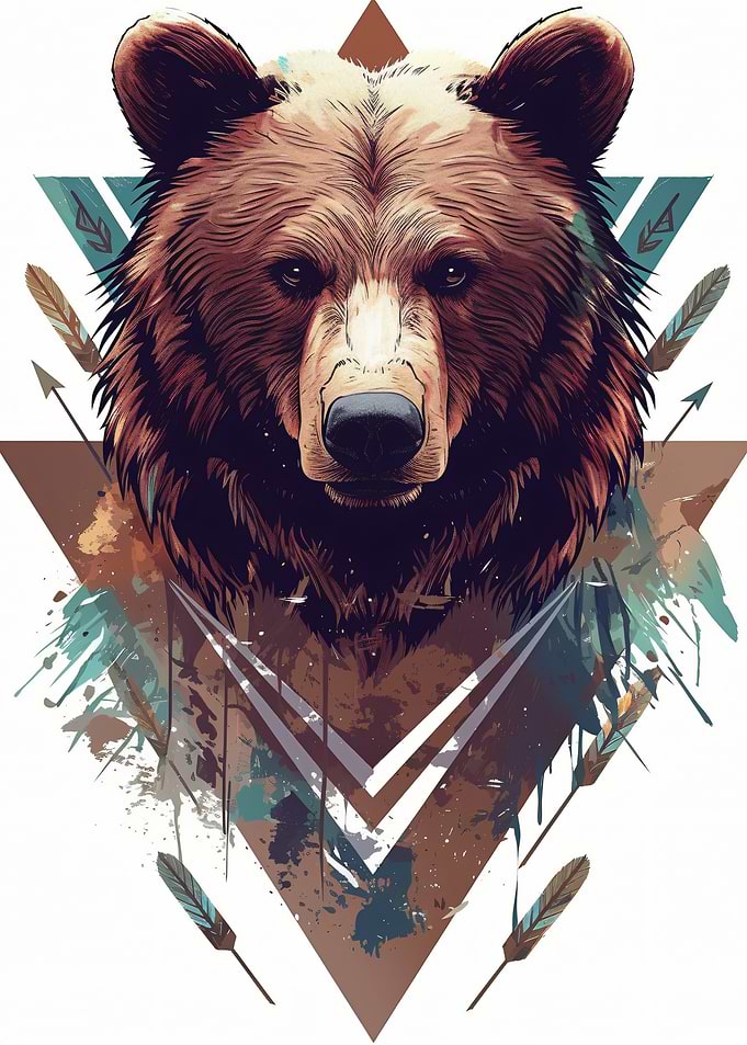 Bear with Geometric and Tribal Elements