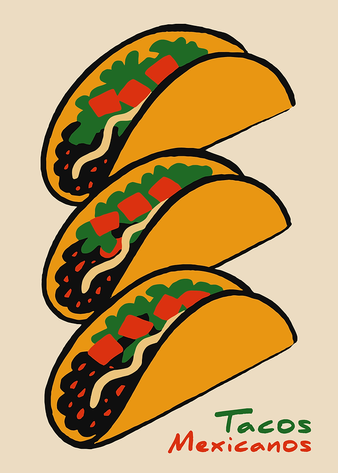Stack of Tacos Mexicanos Illustration