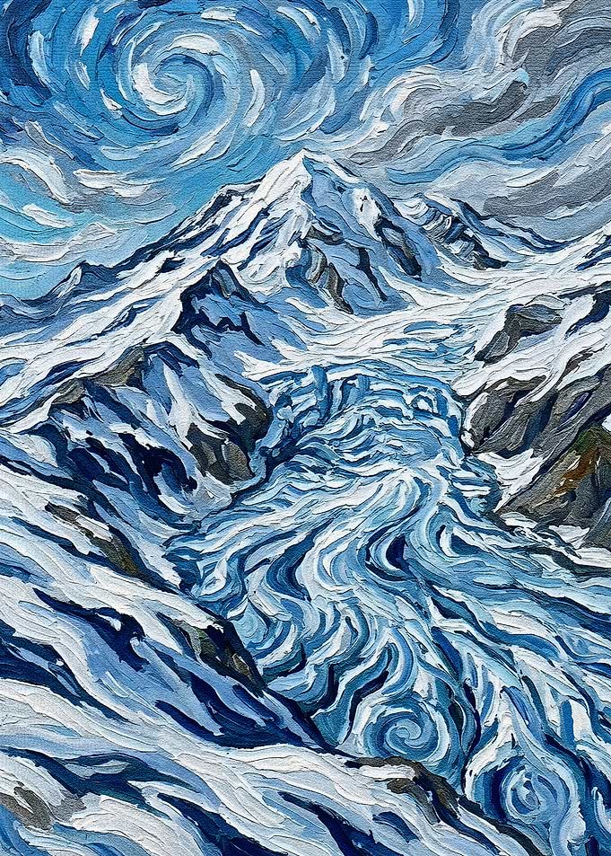 Snowy Mountain Landscape Painting