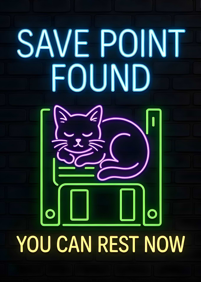 Save Point Found Neon Cat Sign