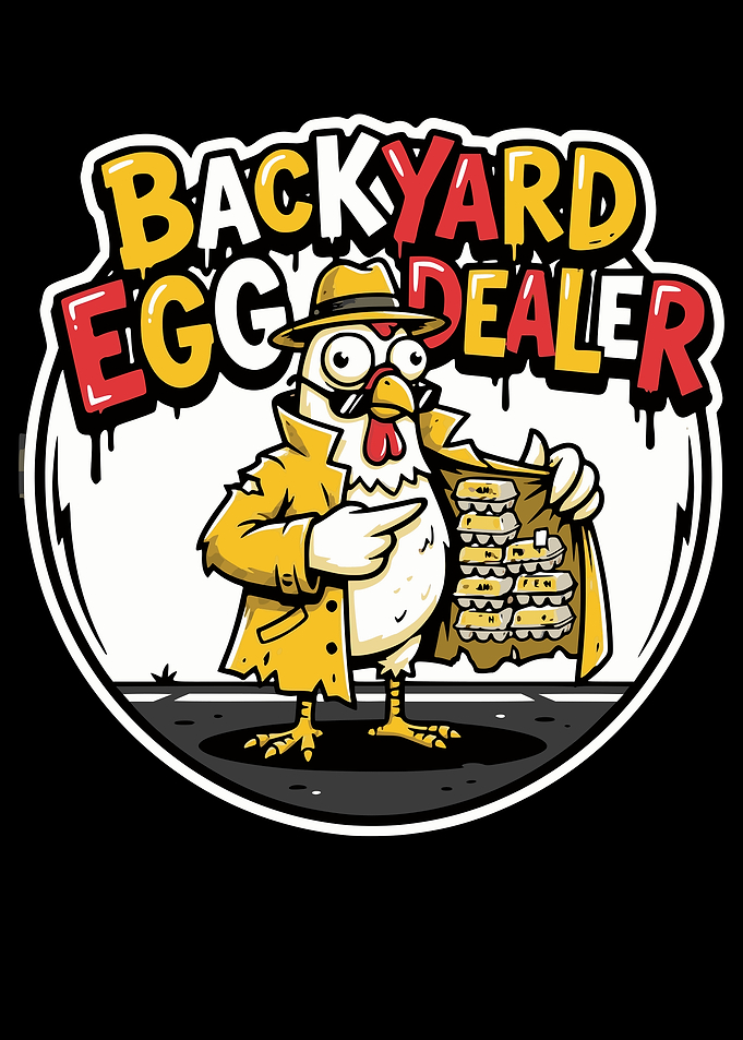 Backyard Egg Dealer Cartoon Illustration