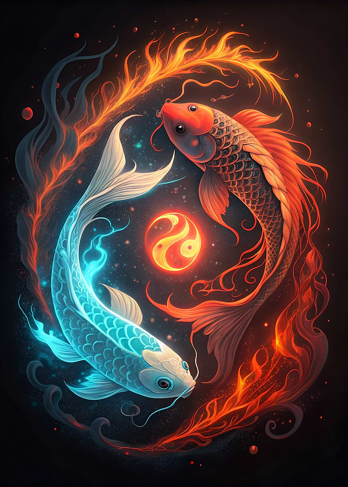Yin Yang Koi Fish Digital Art