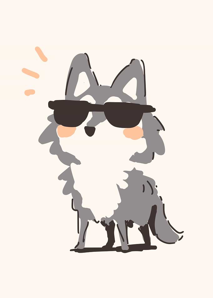 Cool Wolf with Sunglasses Illustration