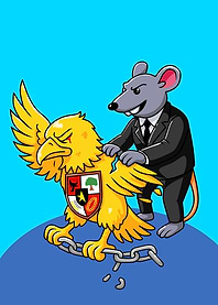 Cartoon: Rat in Suit Dominating Garuda