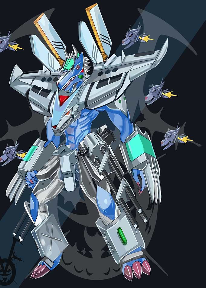 Cybernetic Wolf Warrior with Drone Escort