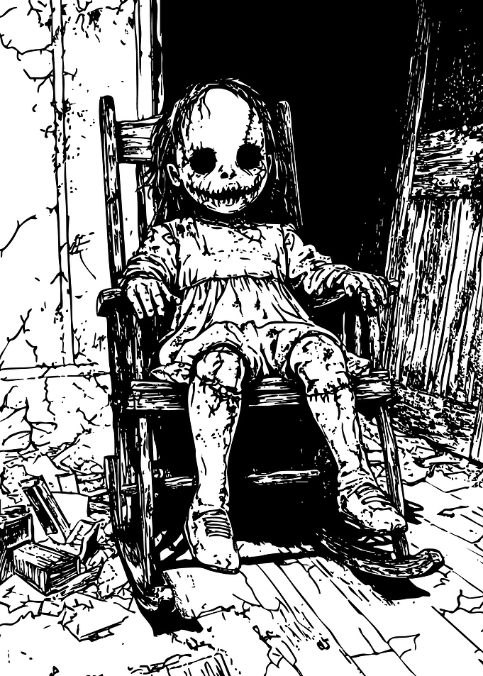 Creepy Doll in Rocking Chair