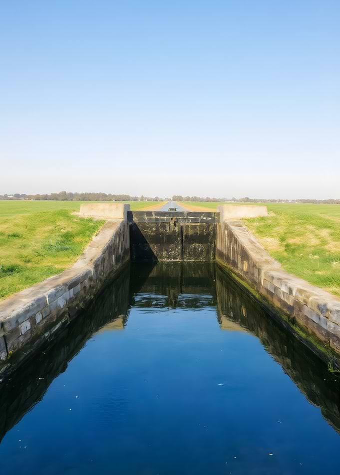 Waterway Lock in Rural Landscape