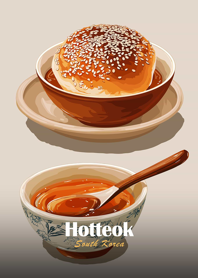 Hotteok South Korea Dessert Illustration