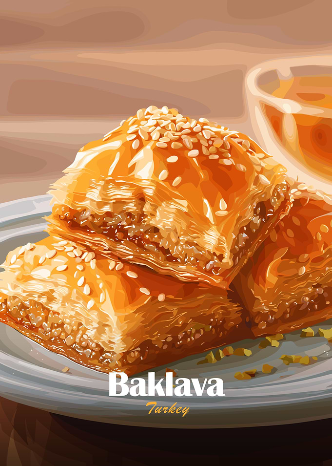 Baklava Dessert from Turkey Illustration