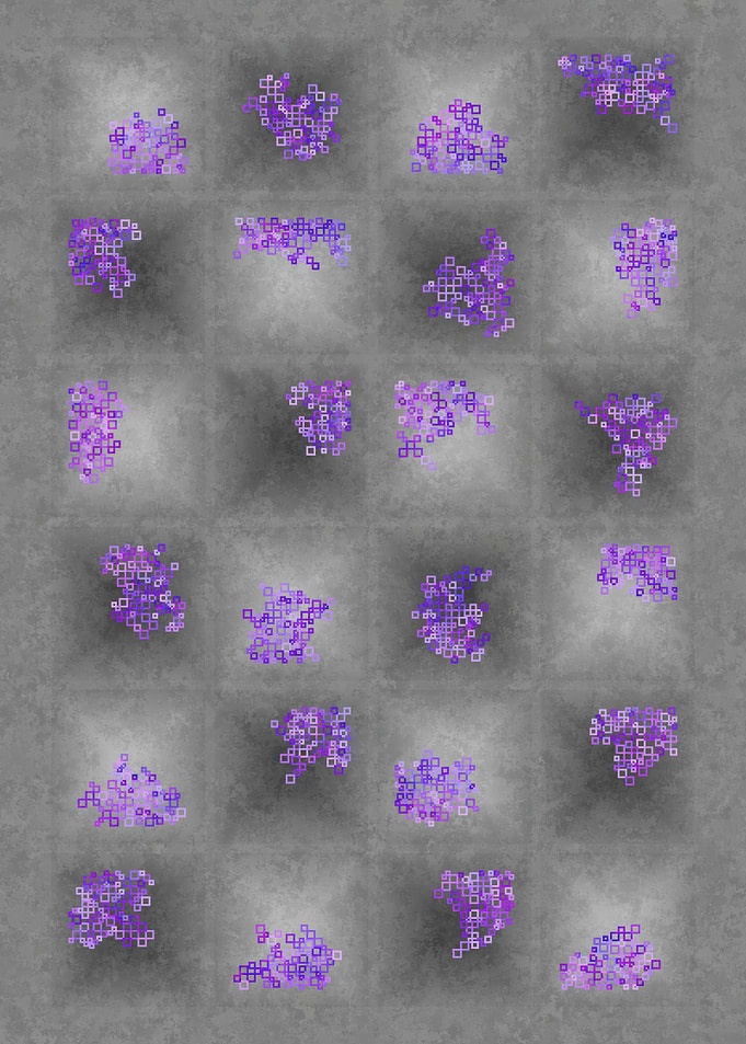 Abstract Purple Squares on Gray Background