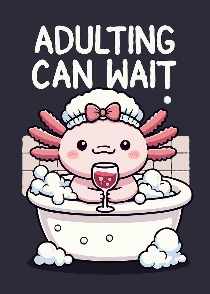 Axolotl in Bath: Adulting Can Wait Funny