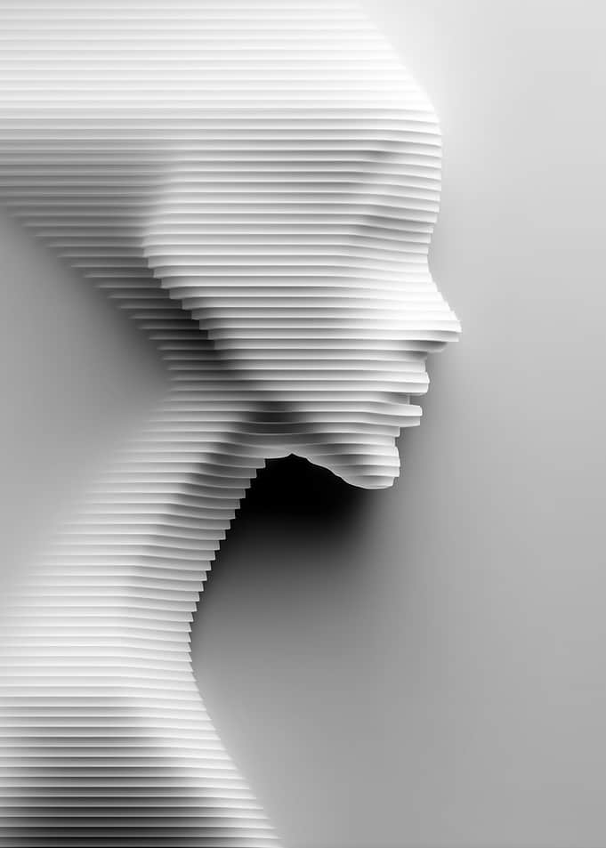 Abstract Sliced Portrait in White
