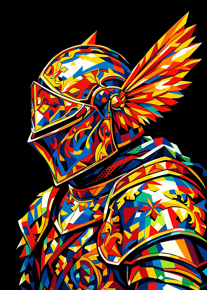 Colorful Knight Armor Digital Art