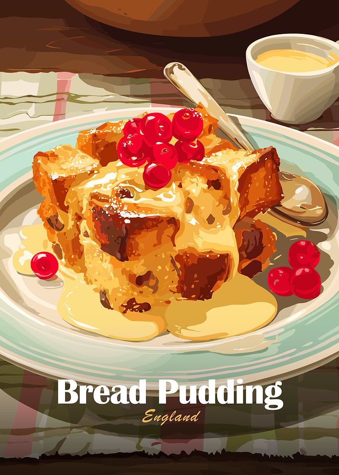 Bread Pudding England Illustration