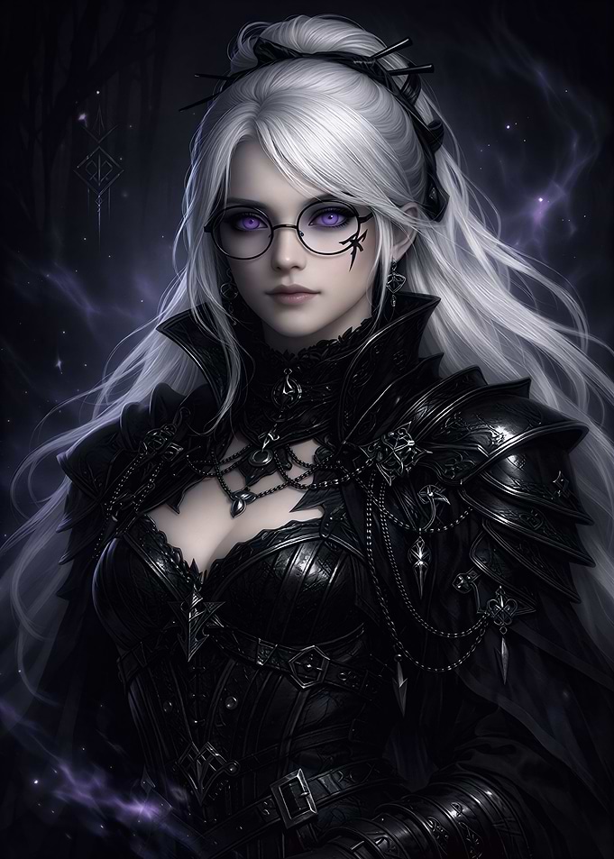 Dark Fantasy Woman with Glasses