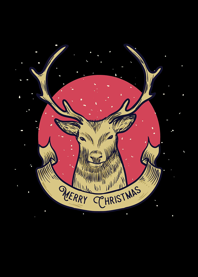 Merry Christmas Deer Illustration