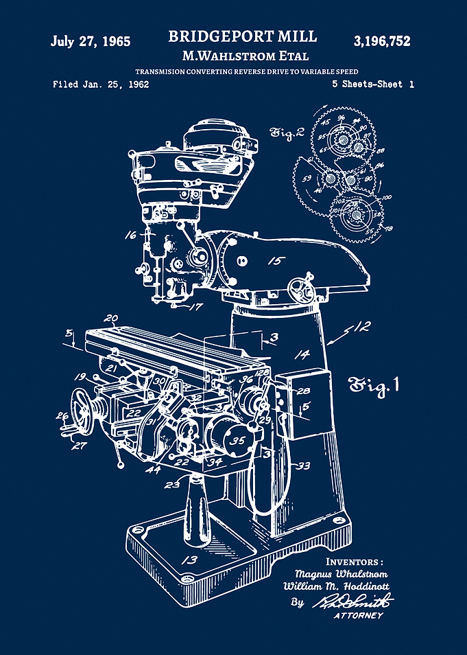 Old Bridgeport Mill Machine Patent 1962