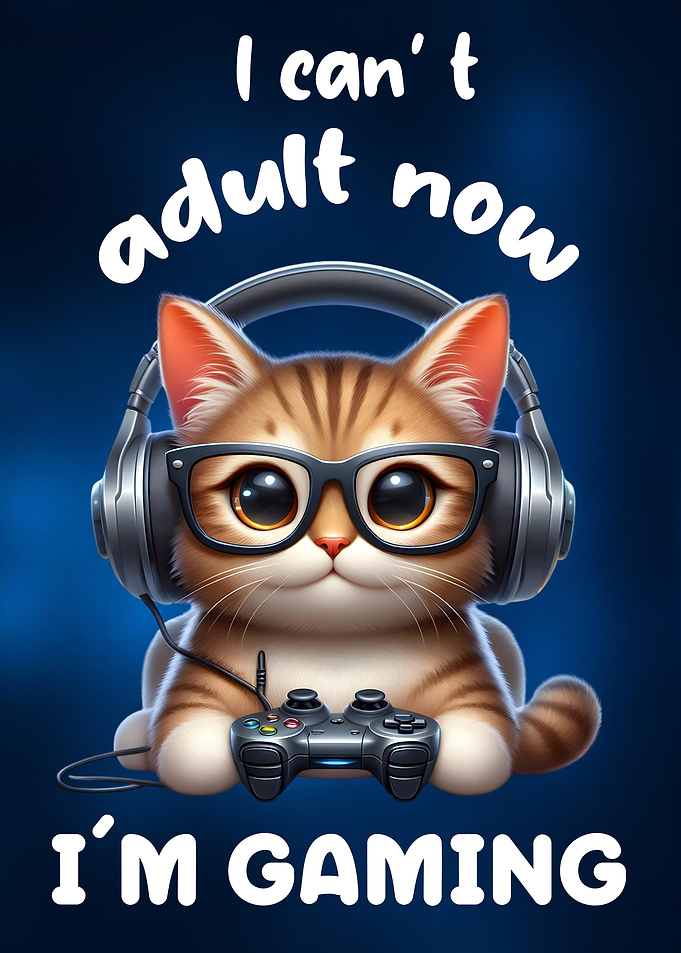 Gaming Cat with Controller and Headphones