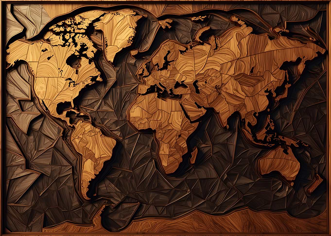 Wooden World Map Art