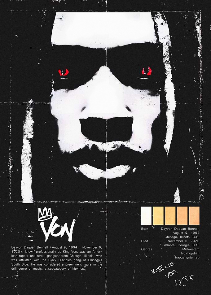 King Von Portrait Poster