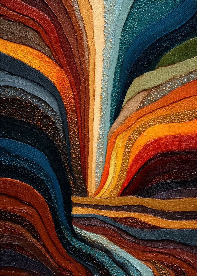 Abstract Colorful Layered Painting