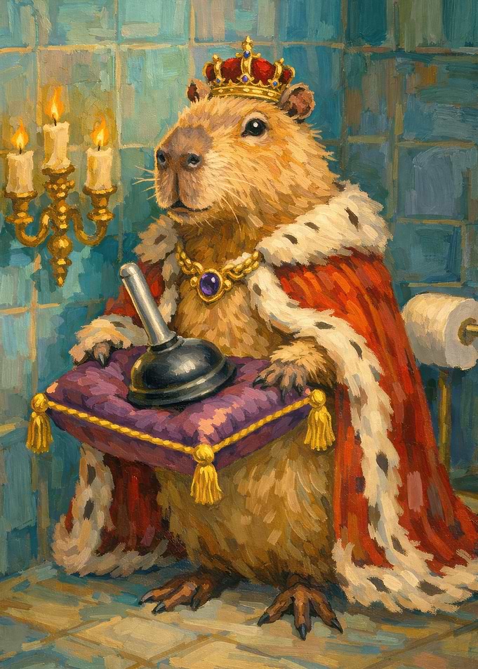 Capybara King on the Throne