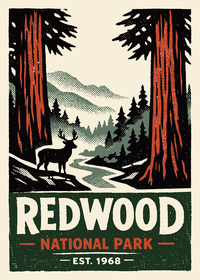 Redwood National Park Vintage Poster