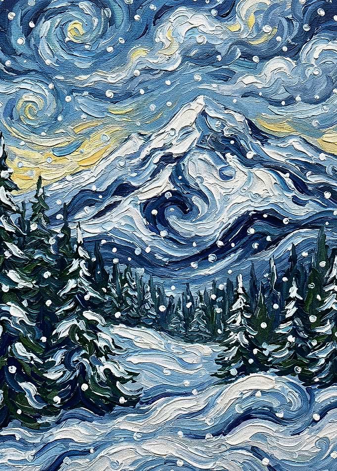 Winter Mountain Landscape Painting
