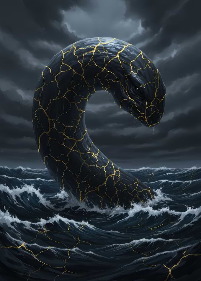 Serpent in Stormy Sea