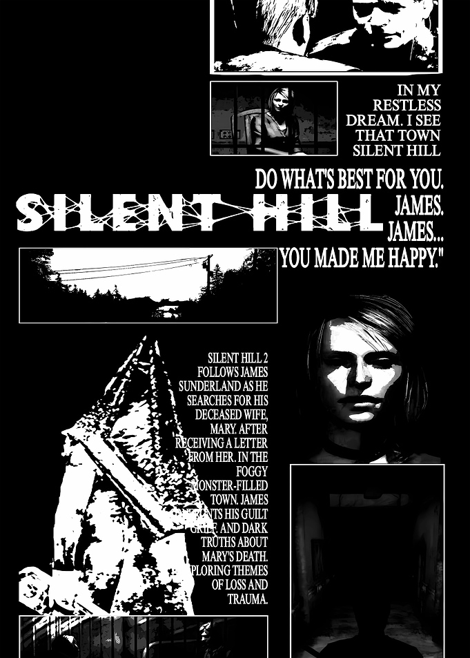 Silent Hill 2 Black and White Collage